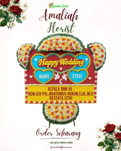 Karangan Papan Bunga Pernikahan di Anggalomelai